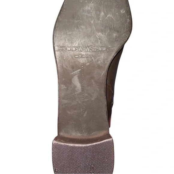 Stuart Weitzman Soft Brown Leather Ankle Boots square toe size 7.5 VGUC - Picture 9 of 10